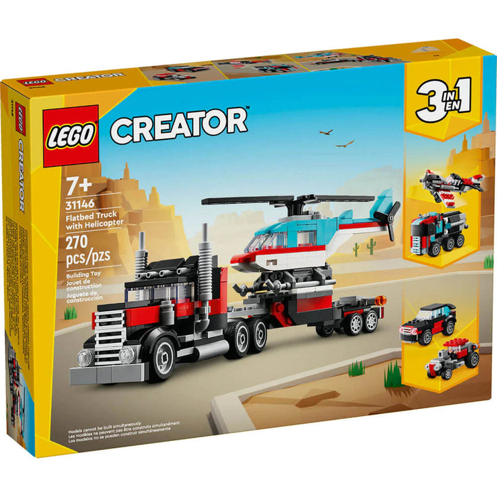 Lego 31146 Creator 3 in 1 Flatbed Truck with Helicopter 270 Pieces Toycra