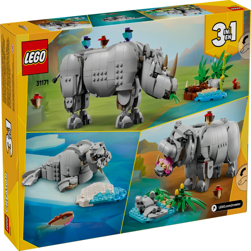 Lego 31171 Creator Wild Animals: Majestic Rhino with Birds (780 Pieces)