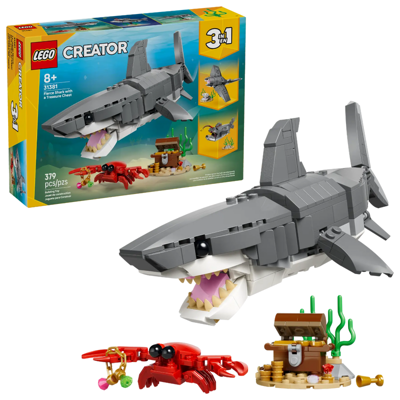 Lego 31381 Creator Fierce Shark with A Treasure Chest (379 Pieces)