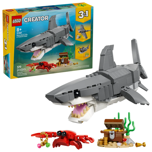 Lego 31381 Creator Fierce Shark with A Treasure Chest (379 Pieces)-Construction-LEGO-Toycra