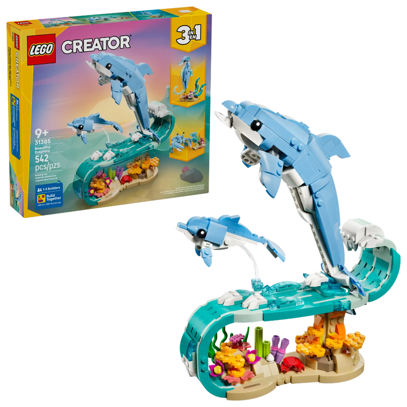 Lego 31385 Creator 3-in-1 Sea Animals: Beautiful Dolphins (542 Pieces)