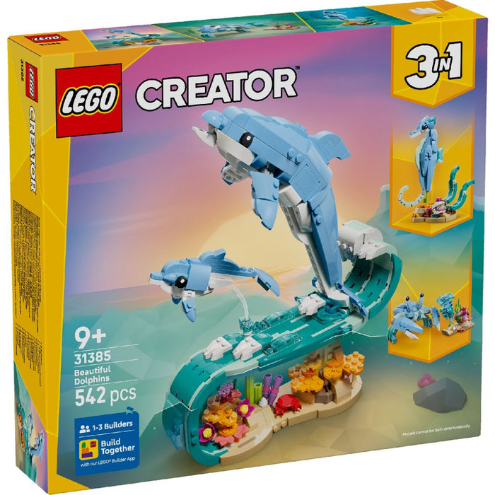 Lego 31385 Creator 3-in-1 Sea Animals: Beautiful Dolphins (542 Pieces)-Construction-LEGO-Toycra