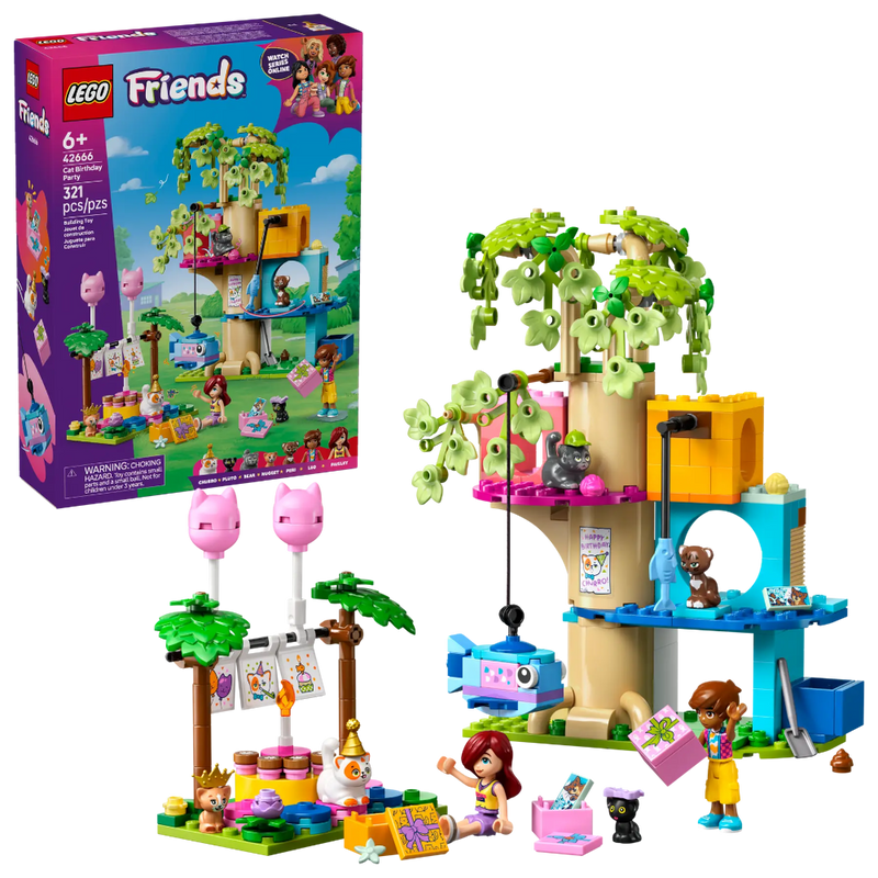 Lego 42666 Friends Cat Birthday Party & Tree House (321 Pieces)