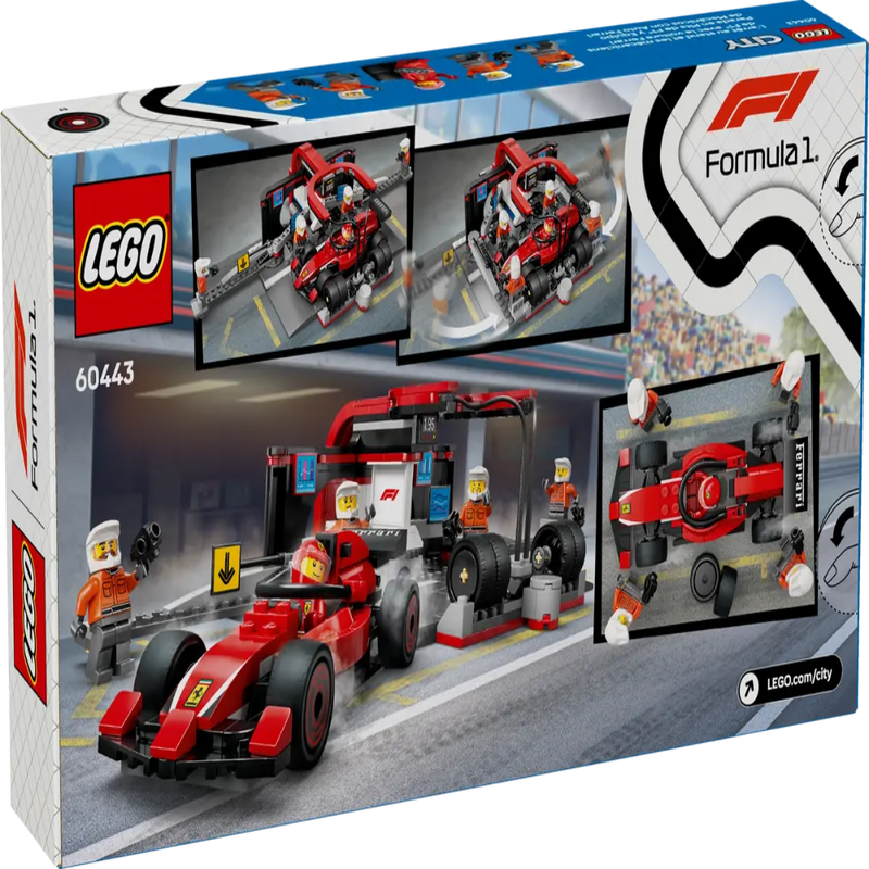 Lego 60443 City F1 Pit Stop & Pit Crew With Ferrari Car (322 Pieces)