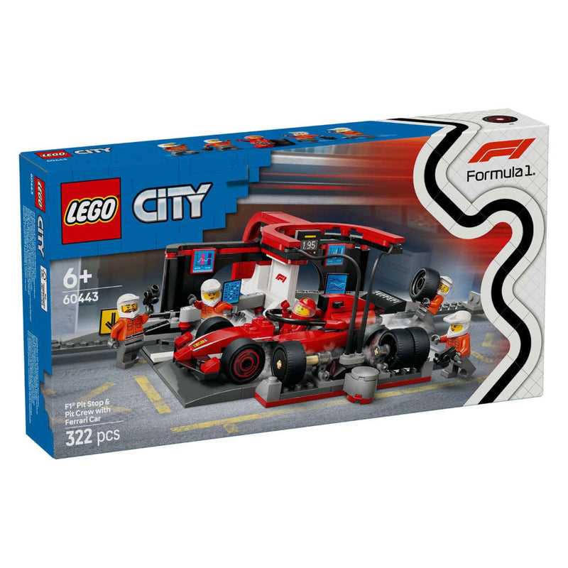 Lego 60443 City F1 Pit Stop & Pit Crew With Ferrari Car (322 Pieces)