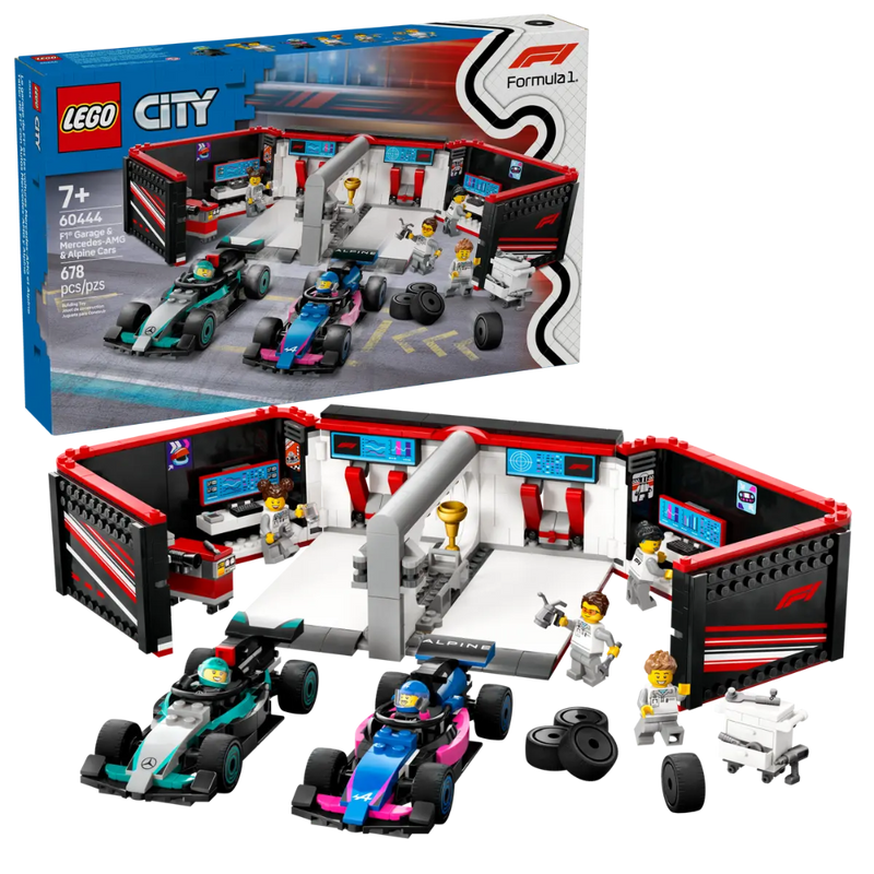 Lego 60444 City F1 Garage & Mercedes-AMG & Alpine Cars (678 Pieces)