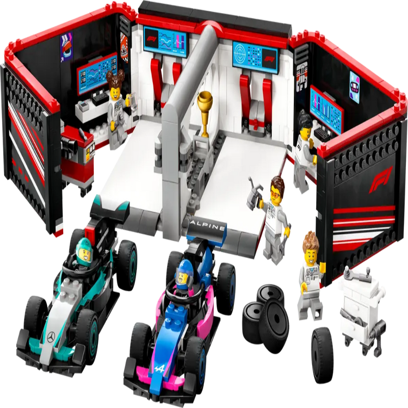 Lego 60444 City F1 Garage & Mercedes-AMG & Alpine Cars (678 Pieces)
