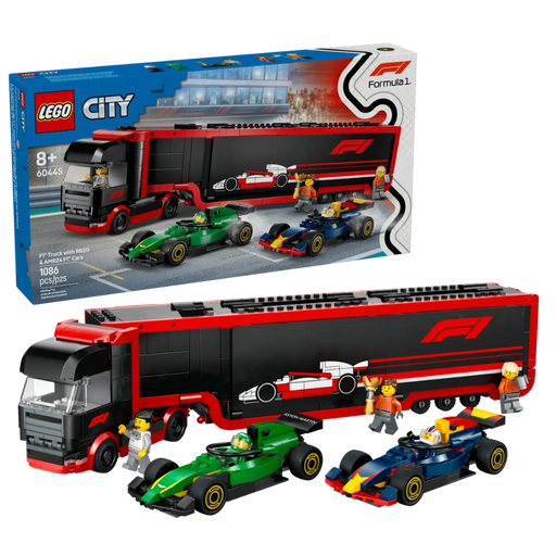 Lego 60445 City F1 Truck with RB20 & AMR24 F1 Cars (1086 Pieces)-Construction-LEGO-Toycra