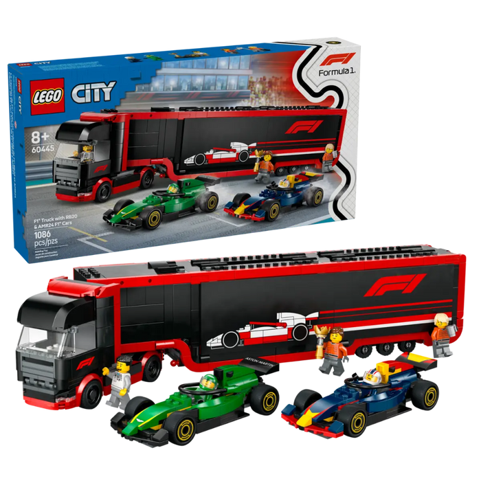 Lego 60445 City F1 Truck with RB20 & AMR24 F1 Cars (1086 Pieces)-Construction-LEGO-Toycra