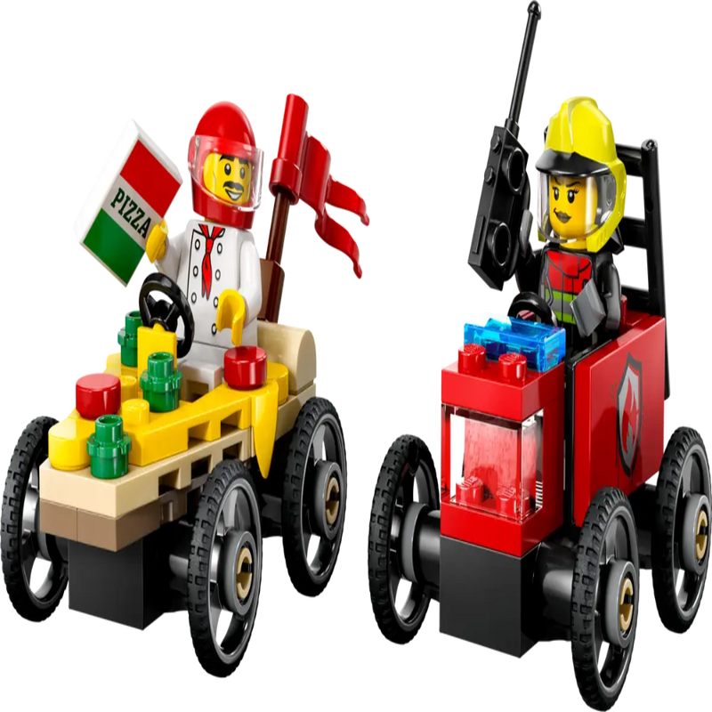 Lego 60458 City Pizza Vs.Fire Truck Race Car Pack (70 Pieces)