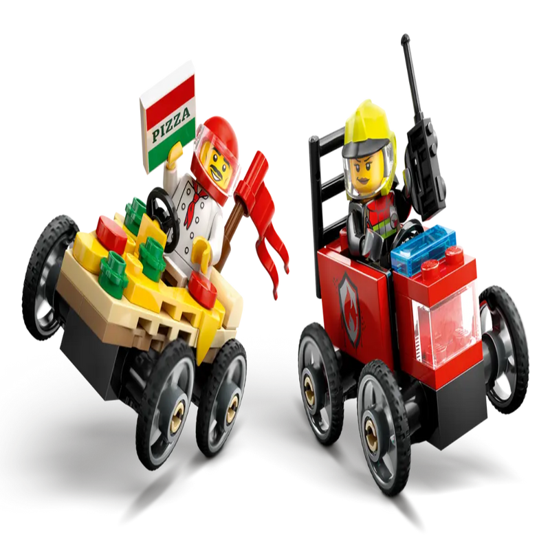 Lego 60458 City Pizza Vs.Fire Truck Race Car Pack (70 Pieces)