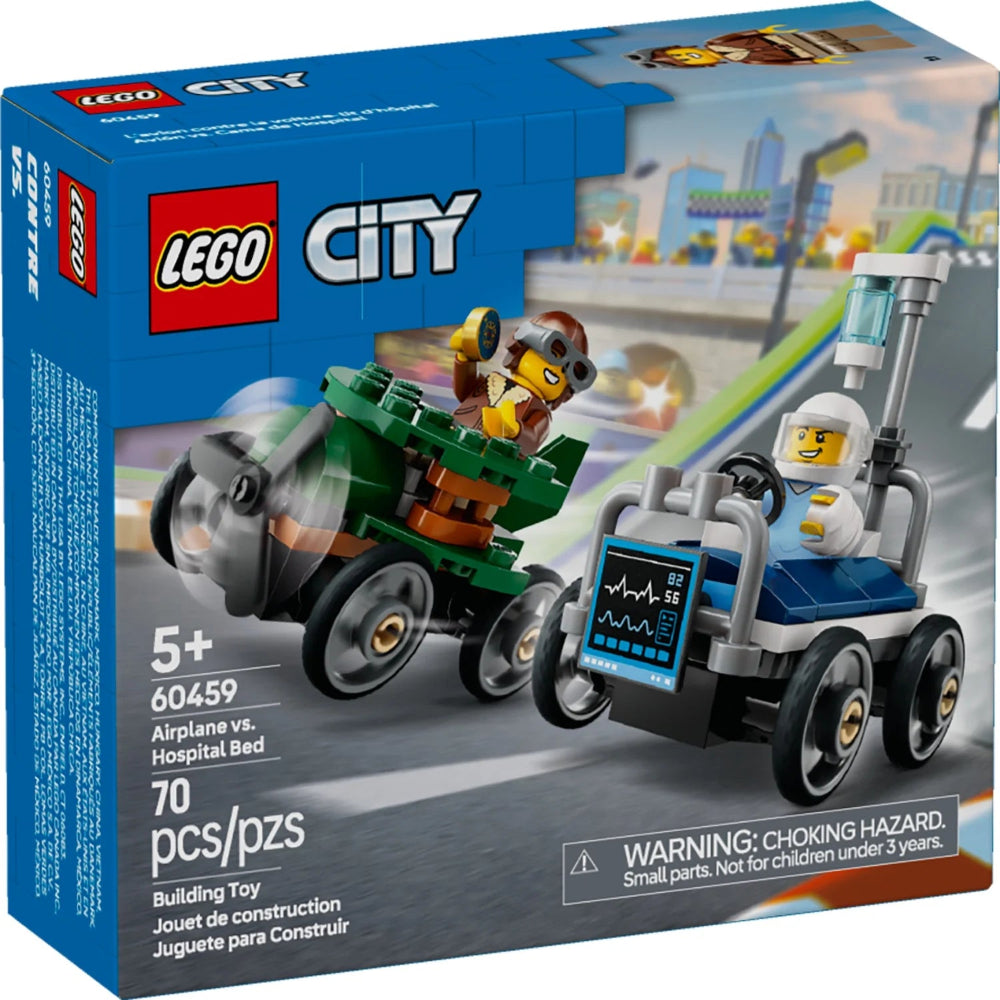 Lego 60459 City Airplane Vs. Hospital Bed Race Car Pack (70 Pieces)