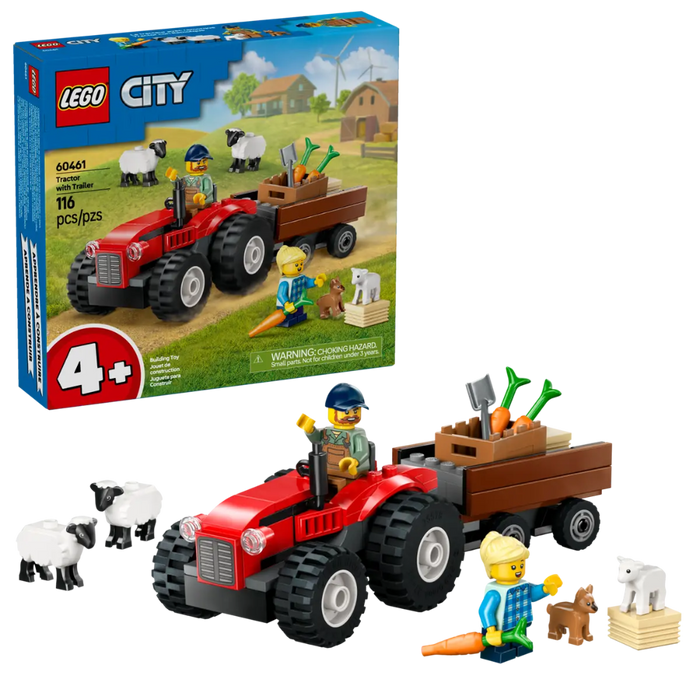 Lego 60461 City Red Farm Tractor With Trailer & Sheep (116 Pieces)-Construction-LEGO-Toycra