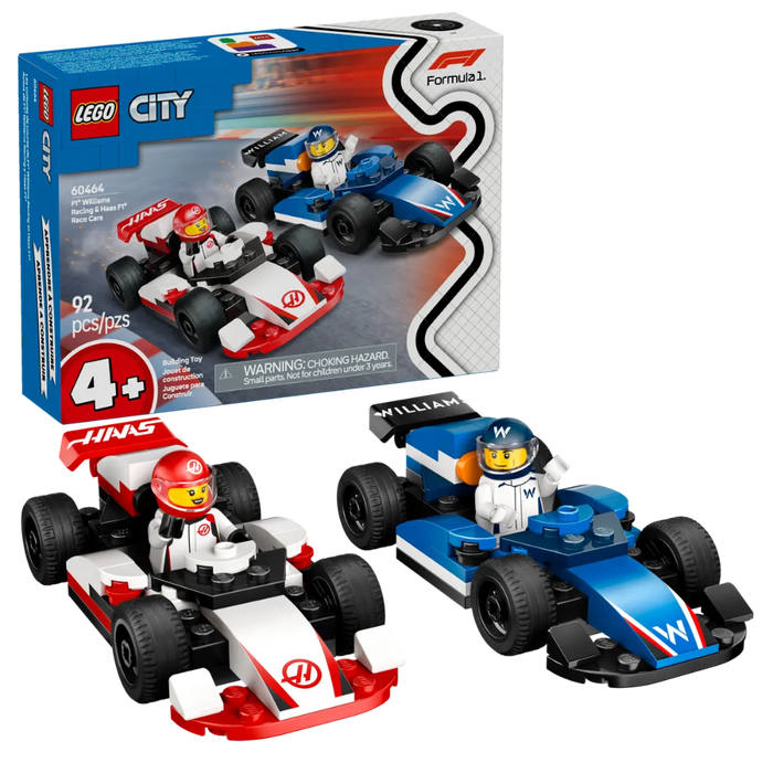 Lego 60464 City F1 Williams Racing & Haas F1 Race Cars (92 Pieces)-Construction-LEGO-Toycra