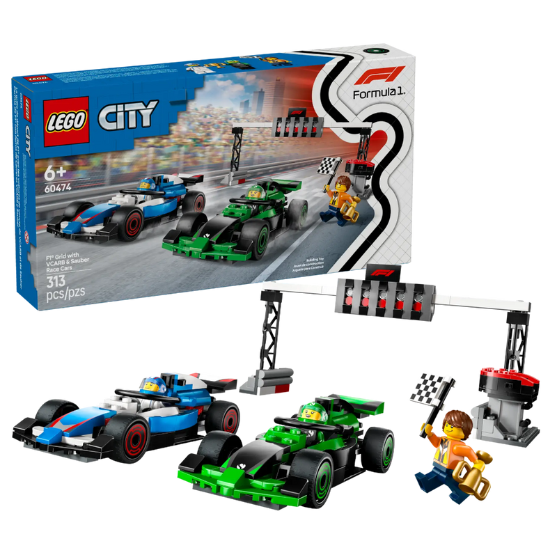 Lego 60474 City F1 Grid With VCARB & Sauber Race Cars (313 Pieces)
