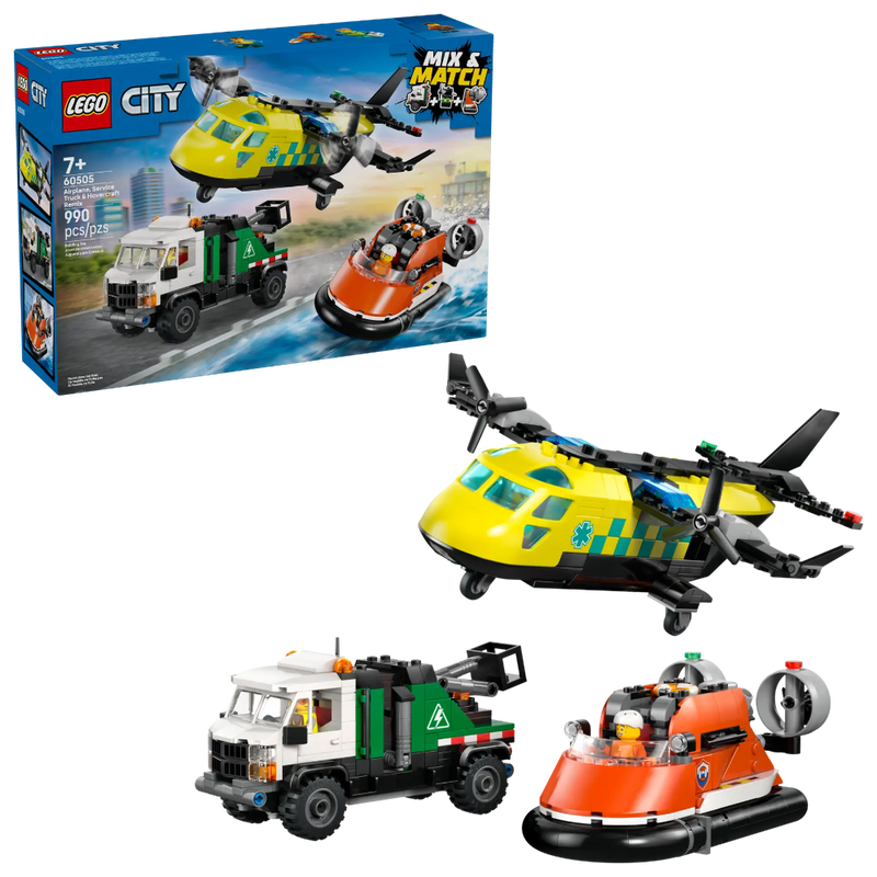 Lego 60505 City Airplane, Service Truck & Hovercraft Remix (990 Pieces)