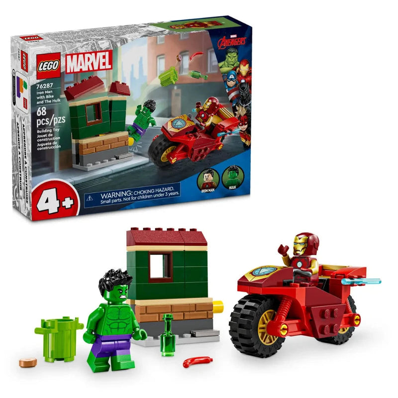 Lego 76287 Marvel Iron Man With Bike And The Hulk (68 Pieces)