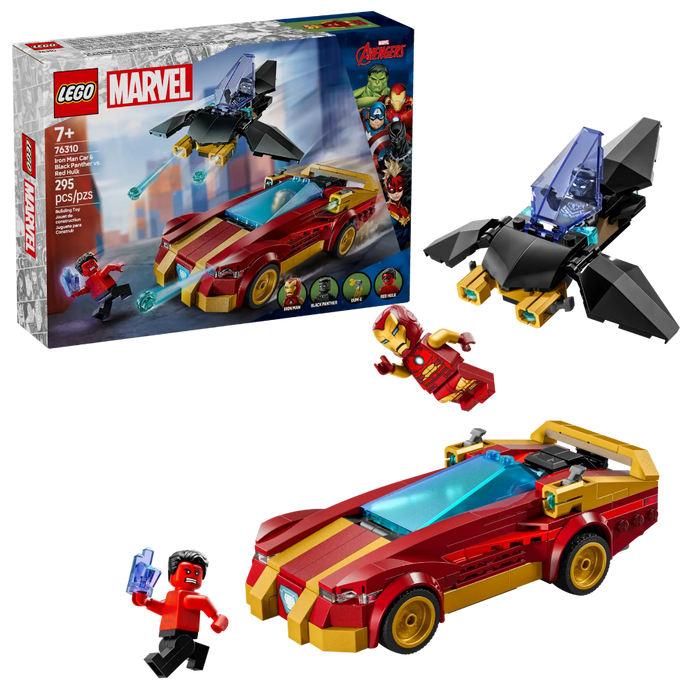 Lego 76310 Super Heroes Marvel Iron Man Car & Black Panther Vs. Red Hulk (295 Pieces)-Construction-LEGO-Toycra