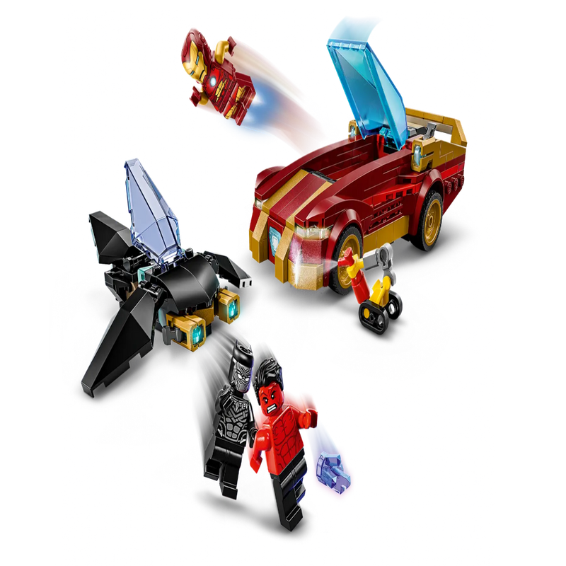 Lego 76310 Super Heroes Marvel Iron Man Car & Black Panther Vs. Red Hulk (295 Pieces)