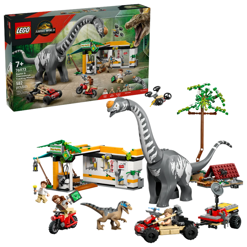 Lego 76973 Jurassic World Raptor & Titanosaurus Tracking Mission (582 Pieces)