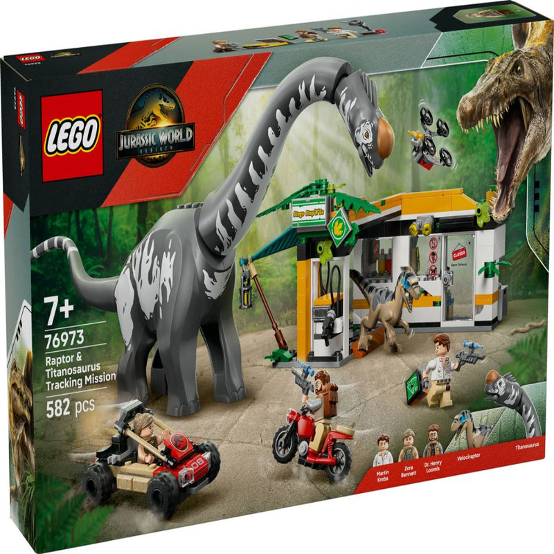 Lego 76973 Jurassic World Raptor & Titanosaurus Tracking Mission (582 Pieces)