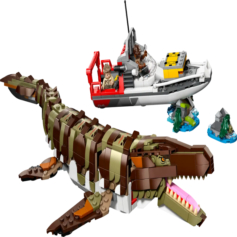 Lego 76974 Jurassic World Brick-Built Mosasaurus Boat Mission (858 Pieces)