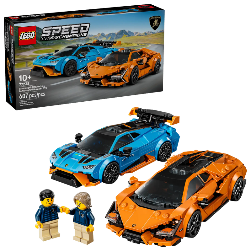 Lego 77238 Speed Champions Lamborghini Revuelto & Huracán STO (607 Pieces)