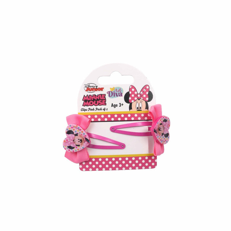 Lil Diva Minnie Mouse Clips Pink Pack Of 2