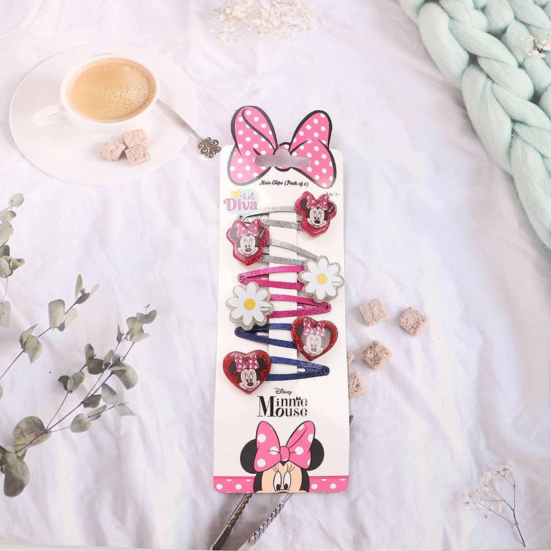 Lil Diva Minnie Mouse Hair Clips Pack Of 6
