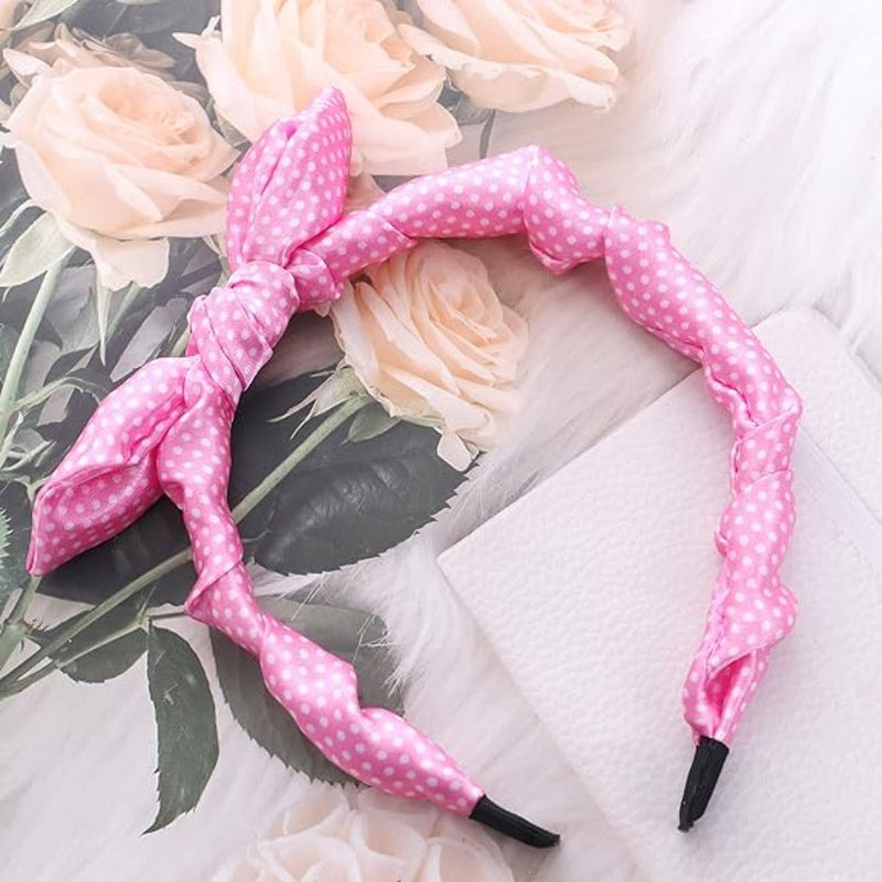 Li'l Diva Minnie Mouse Pink And White Polka Dot Headband With Chiffon Bow