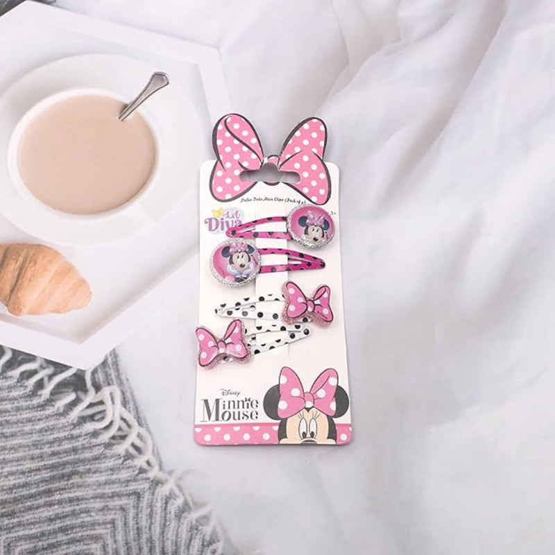 Li'l Diva Minnie Mouse Polka Dor Hair Clips Set Of 2
