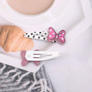 Li'l Diva Minnie Mouse Polka Dor Hair Clips Set Of 2