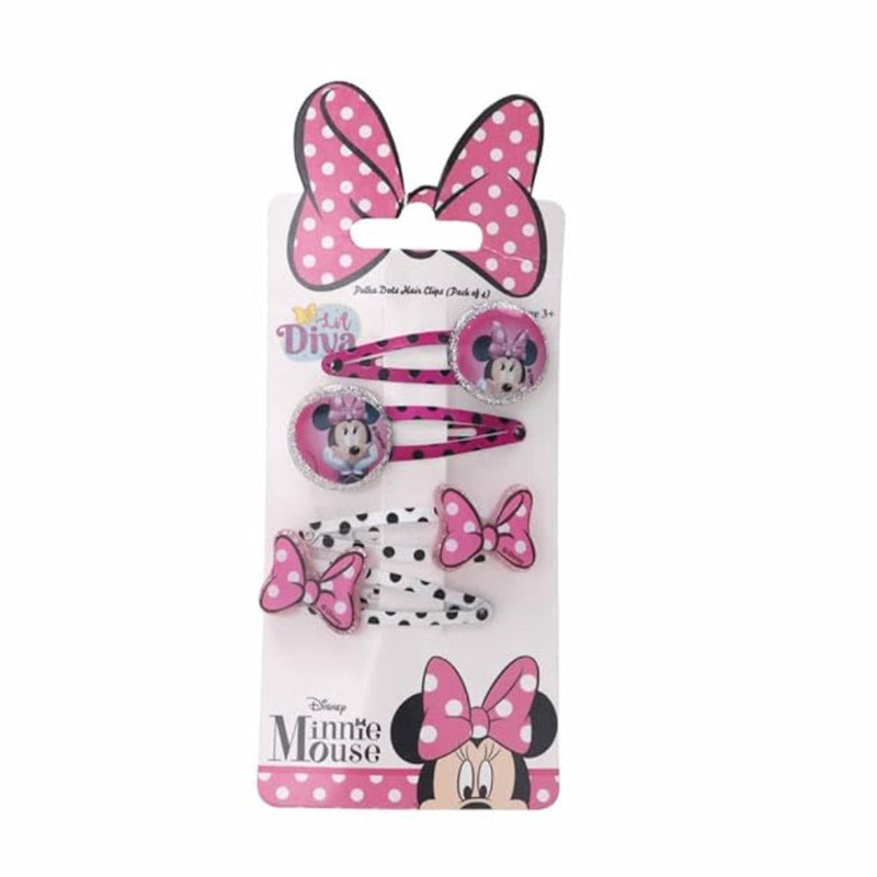 Li'l Diva Minnie Mouse Polka Dor Hair Clips Set Of 2