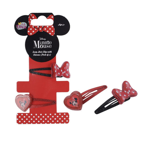 Lil Diva Minnie Mouse Snap Hair Clips With Charms Pack Of 2-Fashion accessory-Li'l Diva-Toycra