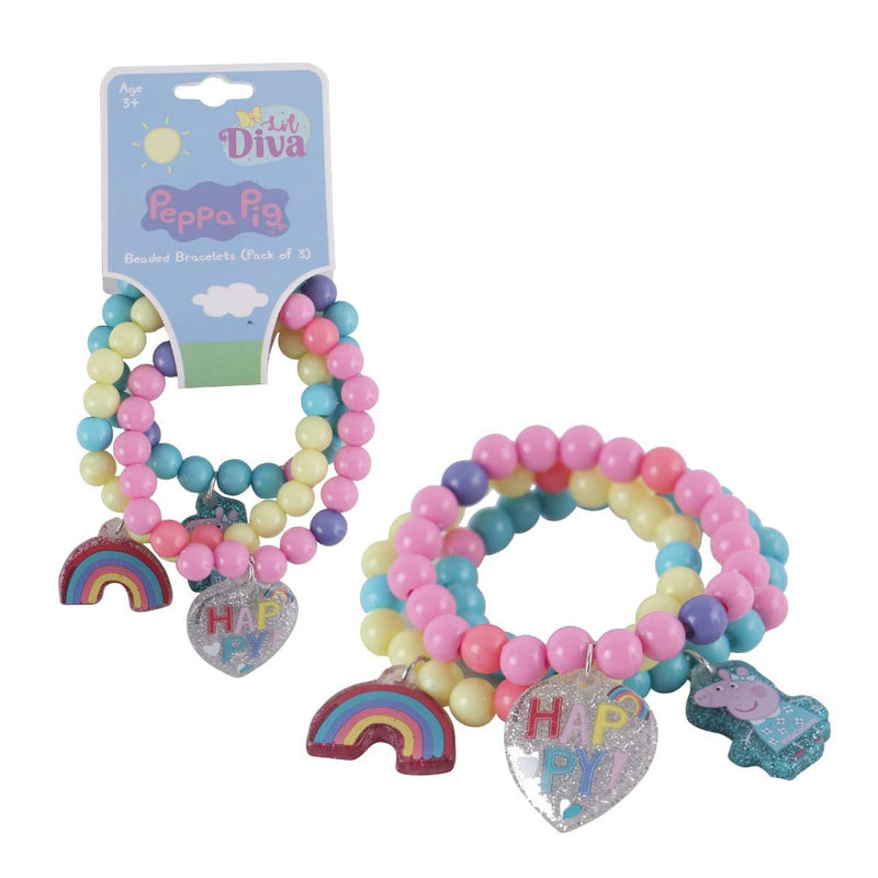 Lil Diva Peppa Pig Beaded Bracelets Pack Of 3