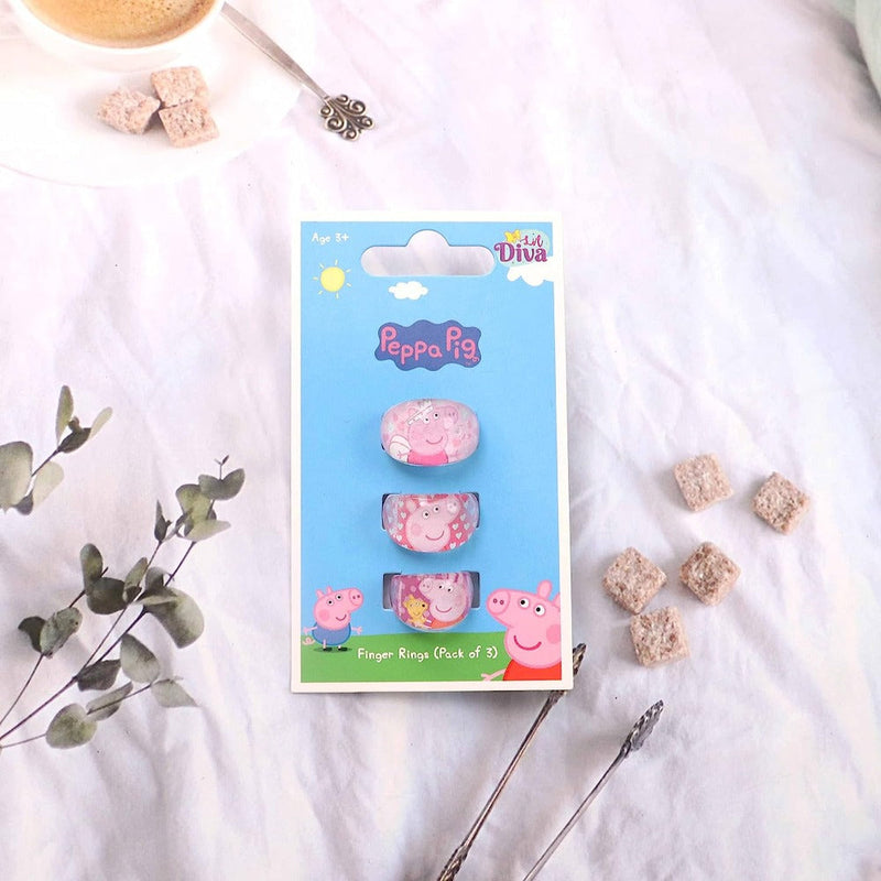 Lil Diva Peppa Pig Finger Rings Pack Of 3