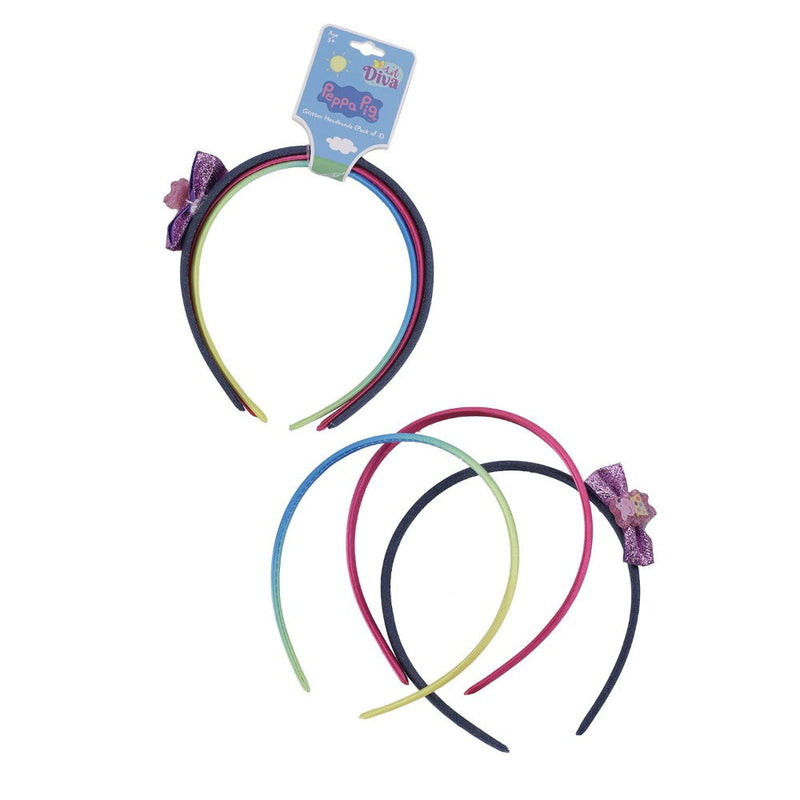Lil Diva Peppa Pig Glitter Headbands Pack Of 3