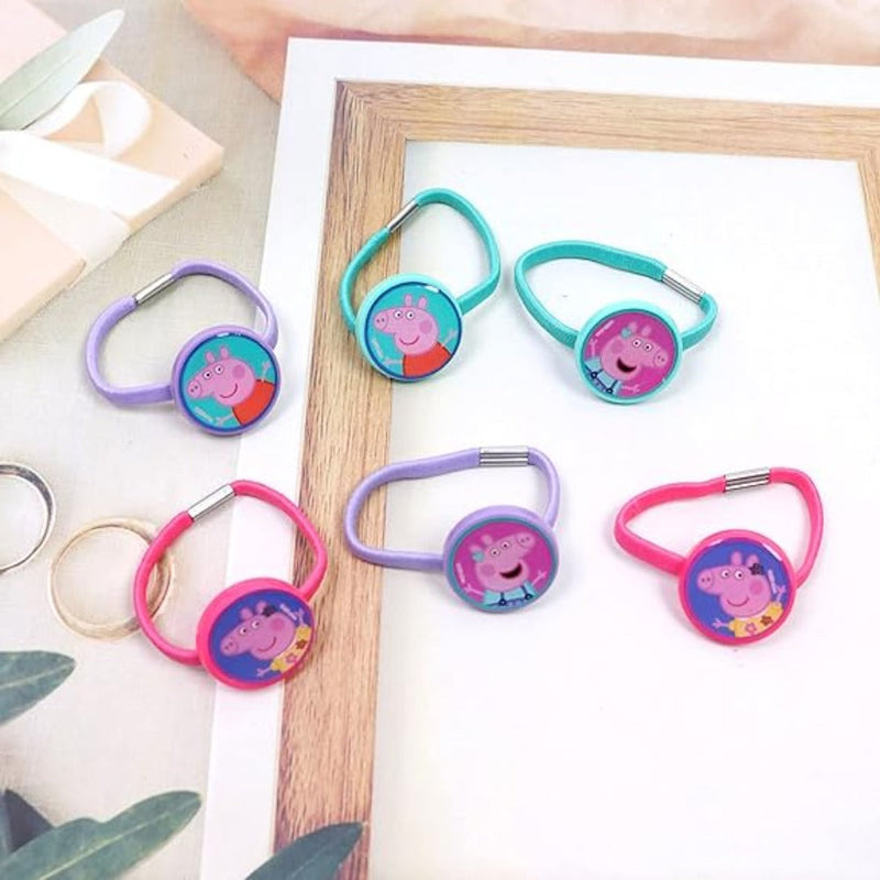 Li'l Diva Peppa Pig Hair Accessories Rubber Bands Pack Of 6pcs