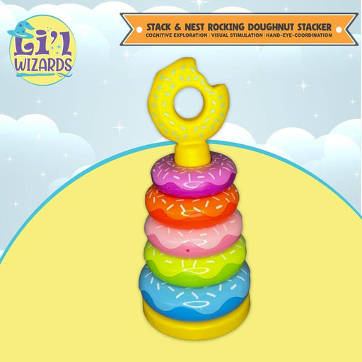 L'il Wizard Stack & Nest Rocking Doughnut Ring Stacker - Window Box-Infant Toys-L'il Wizard-Toycra