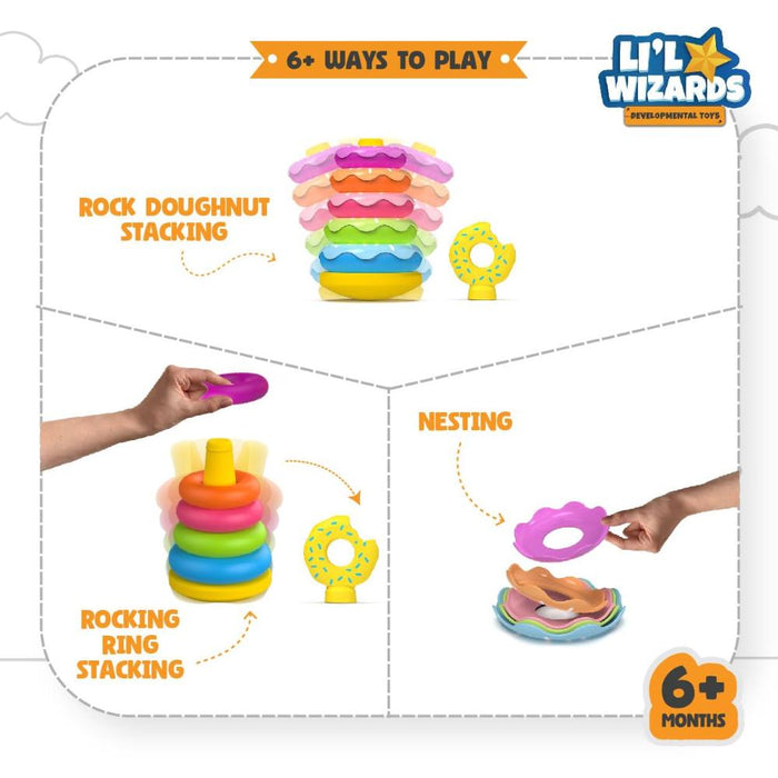 Li'l Wizards Stack and Nest Rocking Doughnut Ring Stacker-Active Play-Win Magic-Toycra