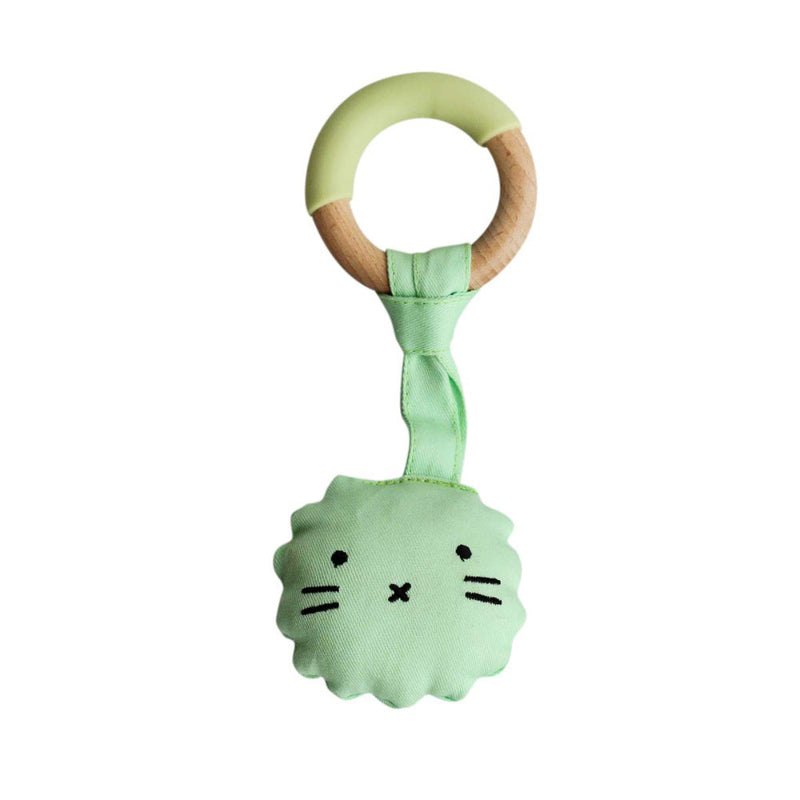 Little Rawr Wood Plush Rattle Teether