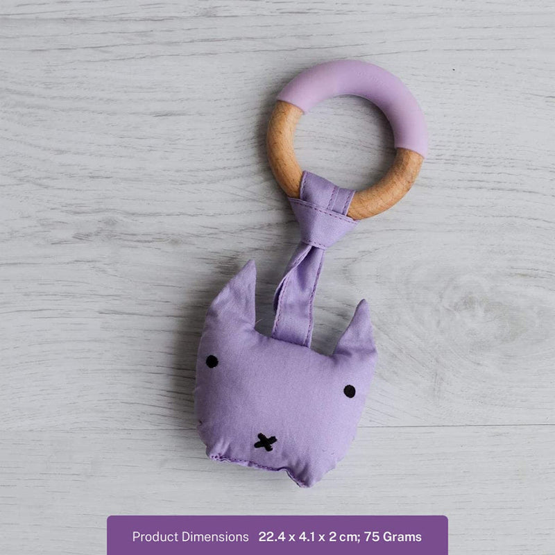 Little Rawr Wood Plush Rattle Teether