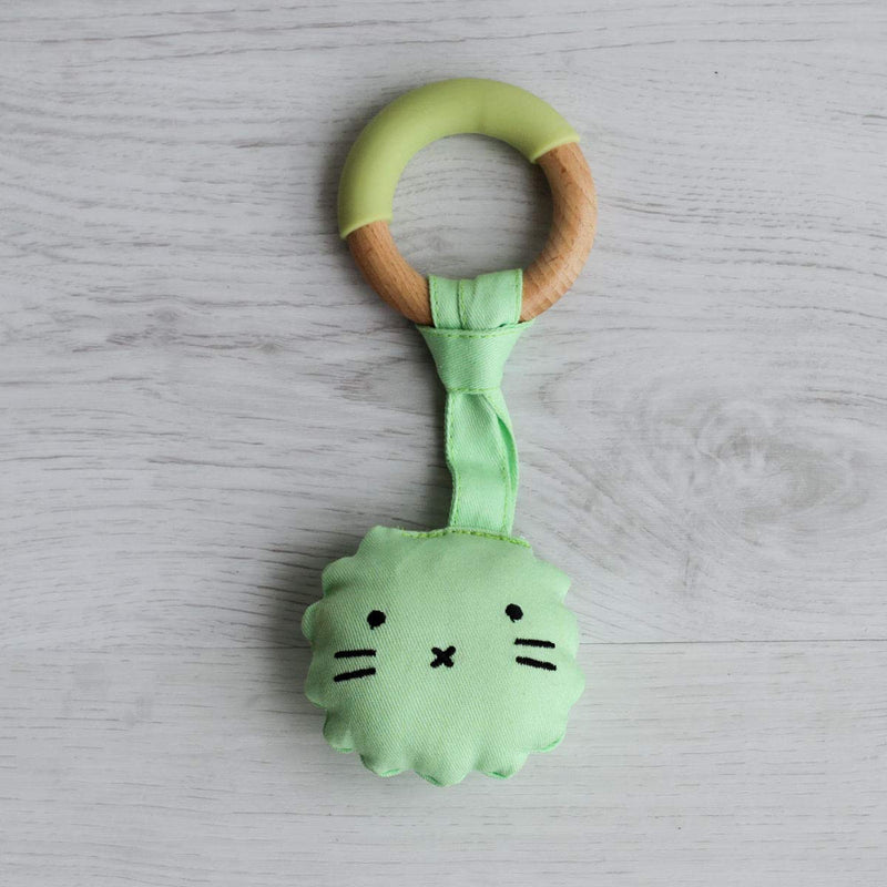 Little Rawr Wood Plush Rattle Teether