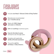 Little Rawr Wood + Silicone Disc & Ring Teether