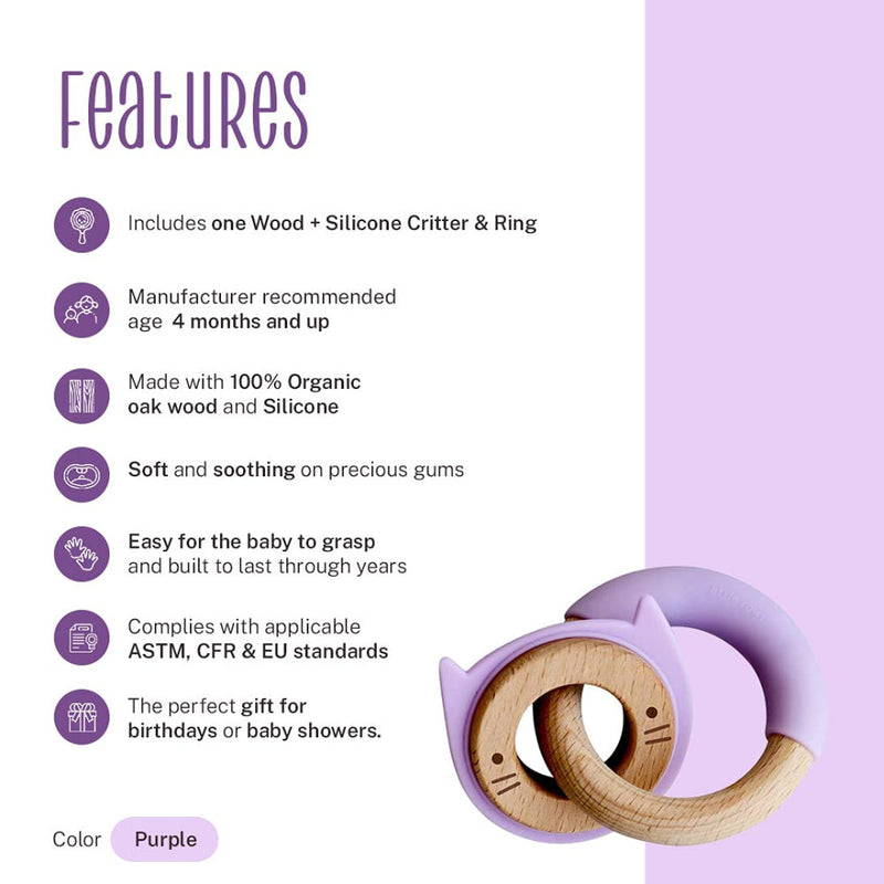 Little Rawr Wood + Silicone Disc & Ring Teether