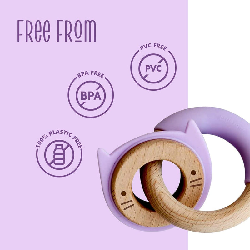 Little Rawr Wood + Silicone Disc & Ring Teether