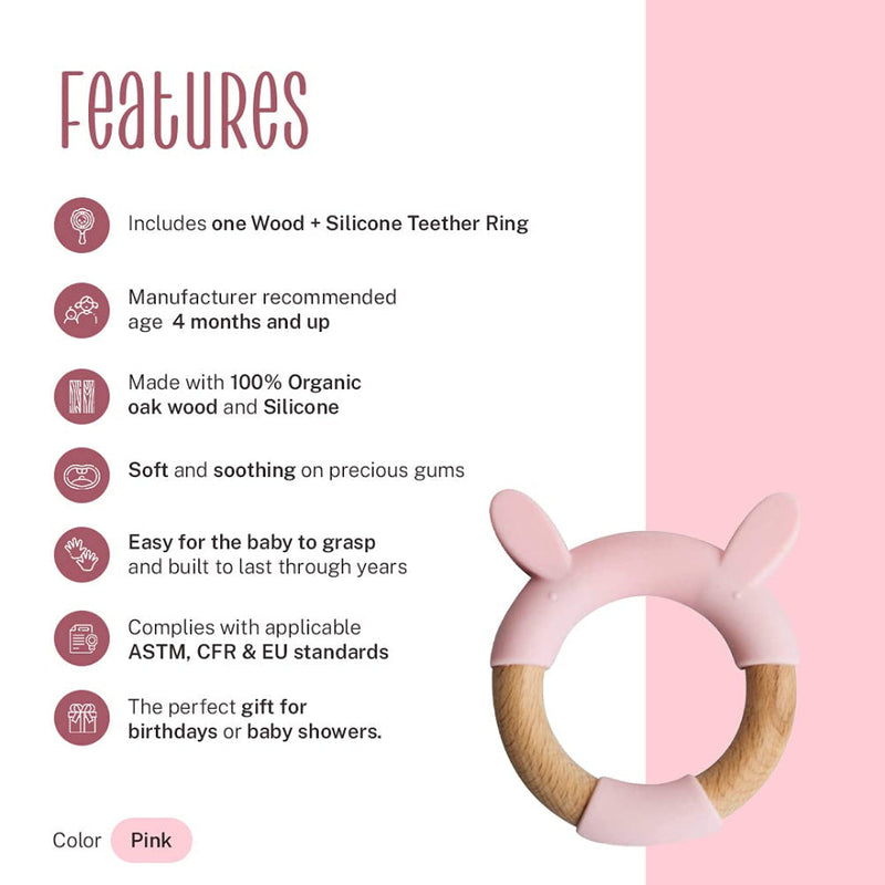 Little Rawr Wood + Silicone Teether Ring