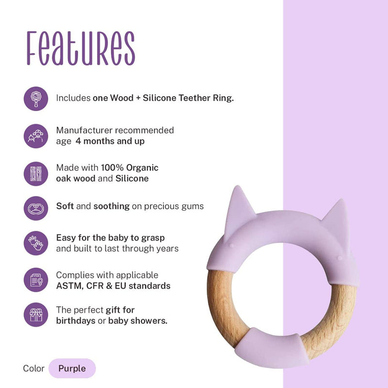 Little Rawr Wood + Silicone Teether Ring