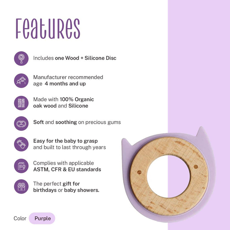 Little Rawr Wood + Silicone Teether Ring