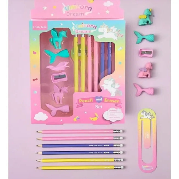 Little Tree Unicorn Dream Pencil and Eraser Set-Stationery-Bright International-Toycra